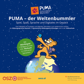 Cover des Faltplakats mit dem Titel "PUMA, der Weltenbummler"